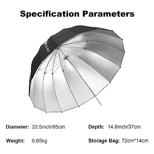 Godox UB-85S 33.5in/85cm Parabolic Reflective Umbrella Silver