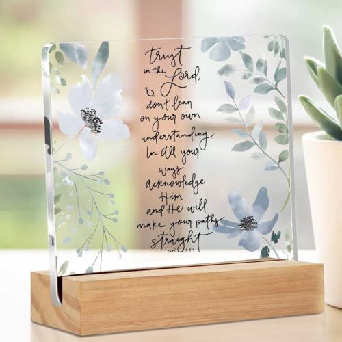 Christian Gifts for Women, Inspirational Quotes Acrylic Decor Sign, Religious Gifts for Mom Friends Coworker Sister, Bible Verse Desk Gadgets Table Top Cubicle Decor Accessories Multicolour 02332