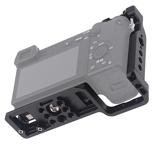 Hersmay A6500/A6400/A6300 Camera Cage Video Stabilizer with Top Handle for Sony A6500 A6400 A6300 A6000 A6100 Cameas DSLR Rig with Cold Shoe,Handle Locating Holes,Multiple 1/4" 3/8" Screw Holes