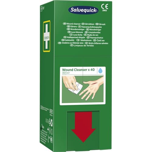 Salvequick Sterile Wound Cleaner, 11 x 12 cm, Contents: 40 Wipes