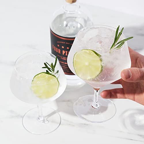 Viski Angled Stemmed Gin & Tonic Glasses, Highball glasses, Cocktail Glasses, Vodka Tonic Glasses, Gin Glasses for Gin Lovers Gift set of 4 14oz