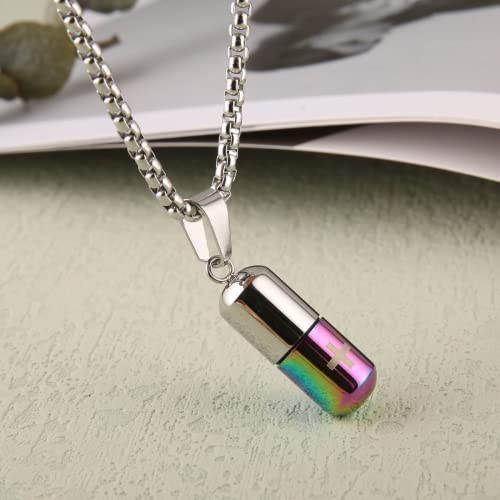 Urn Necklace for Ashes,Keepsake Cremation Jewelry for Human,Capsule Pill Necklace for Ashes Pink