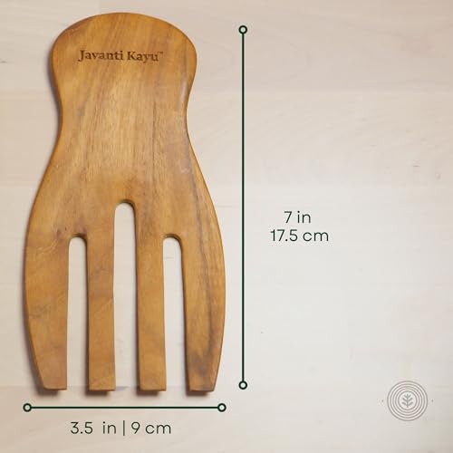 Teak Wooden Salad Hands – Premium Handmade Salad Servers & Stirrers – Solid Teak Wood, Durable & Elegant Utensil Pair – Ergonomic Design – Natural Finish – Made in Indonesia