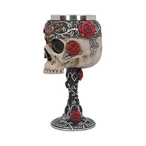 Nemesis Now B4327M8 Gothic Roses Goblet 18cm Black, Resin w/stainless steel insert, One Size