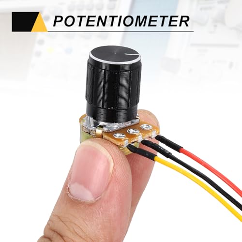 QUARKZMAN 3 Pieces 2K Ohm Potentiometer, 3 Pins Single Linear Digital Potentiometer with Rotary Knob for Automotive Electronics Multimedia Audio B2K Ohm