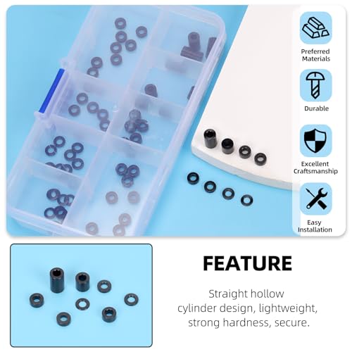 Glarks 65pcs 3.1mm ID x 6mm OD x 0.5-10mm L Aluminum Spacers, Black 8 Sizes Metal Spacer, Aluminum Round Plain Finish Spacer Screw Standoff for Drone FPV Quadcopter Racing RC Multirotors Parts DIY