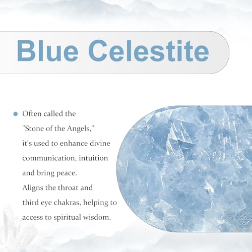 TUMBEELLUWA Blue Celestite Heart Shaped Worry Stone for Stress Relief #1 Blue Width 2.8"-3.15"