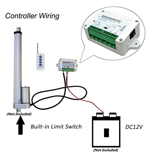 DCHOUSE Linear Actuator 1500N, Lift50-450mm Stroke, 12V Electric Motor, Silver(L11TGF1000N50-T-1), Controller & Remote Control Controller 1500N