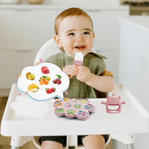 Silicone Baby Feeding Set, 14 Pcs Baby Led Weaning Supplies, Baby Spoons & Forks Suction Bowl Divided Plate Bib Cup, First Stage Solid Food Eating Utensils - 6+ Months (Light pink) Light Pink