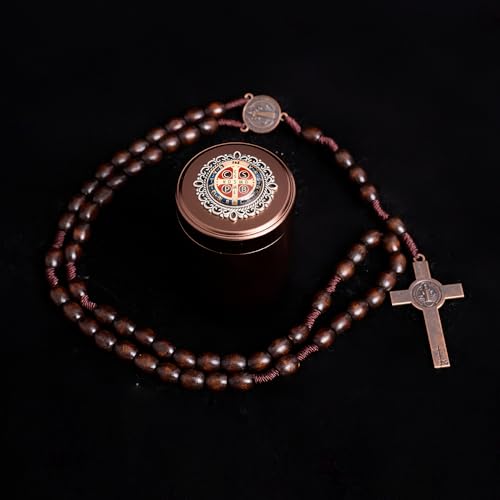 6mm Rosary Beads with Rosary Box, Black Glass Saint Benedict Necklace, Anglican Prayer Beads Catholic Gifts Rosary-6-8