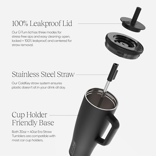 BrüMate Era 30 oz Tumbler with Handle and Straw | 100% Leakproof Insulated Tumbler with Lid and Flexible SoftSip Straw | Made of Stainless Steel | Cup Holder Friendly Base | 30oz (Star Burst)