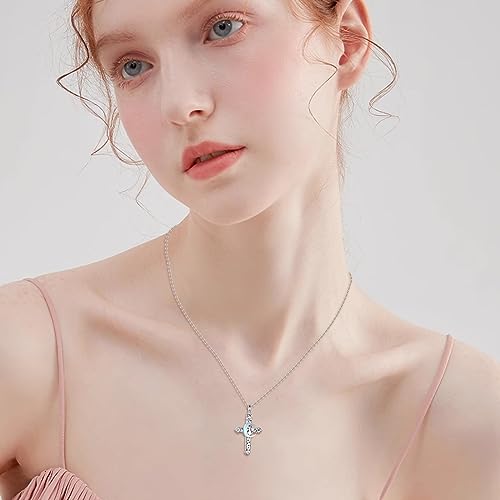 POPLYKE Pet Cat Cremation Jewelry for Ashes Sterling Silver Memorial Ash Jewelry Keepsake Urn Pendants for Animal Ashes Necklace Cross