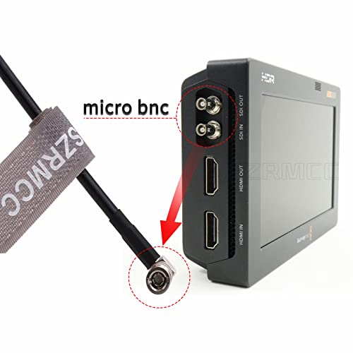 SZRMCC High Density HD Right Angle Micro BNC Q4 to Standard BNC 75 Ohm UHD 4K Video Coaxial Cable for Blackmagic Video Assist 5″ 12G-SDI HDR Monitor (45cm) 45cm