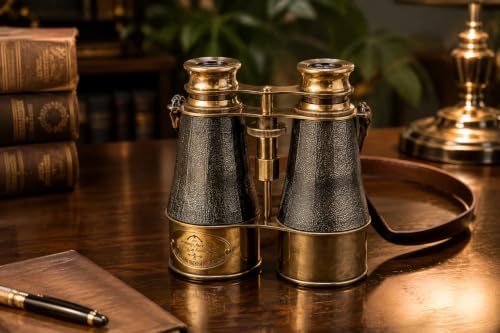 collectiblesBuy Antique Marine Victorian Binoculars Handmade Buffed Leather Cover Belt, 6 inches, Brass