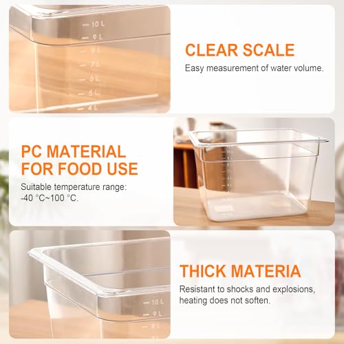 HOMENOTE Sous Vide Container 12 Quart with Lid, BPA-Free Accessories Kit Sous Vide Container-without accessories