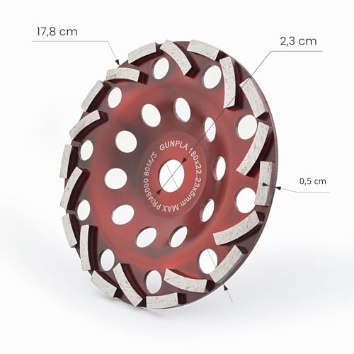 Gunpla Diamond Cup Wheel 180mm x 22.2mm Diamond Cup Grinder Grinding Disc Grinding Disc for Concrete Tile Adhesive and Masonry 180 mm