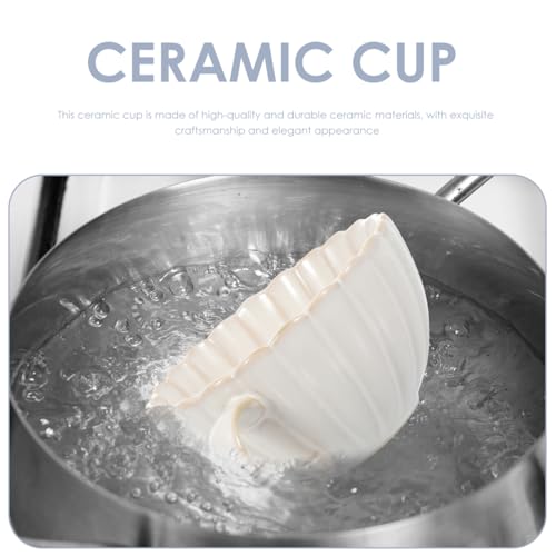 BESTOYARD Ceramic Coffee Cup and Saucer Set – 6.10"" x 6.10"" x 0.98"", 19.4 oz White Porcelain Heat-Retentive for Hot Beverages – for Home, Office, Café, Tea Lovers & Coffee Enthusiasts