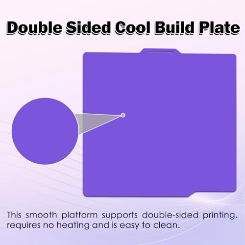 Cool Building Plate for Bambu Lab P2S/X2D/A1/P1S/P1P without Heating without Adhesive 257.5 x 257.5 mm Purple Smooth PEI Plate on Both Sides for Low Temperatures Flexible Spring Steel Plate Removable für Bambu Lab P2S/A1/X2D/P1S/P1P