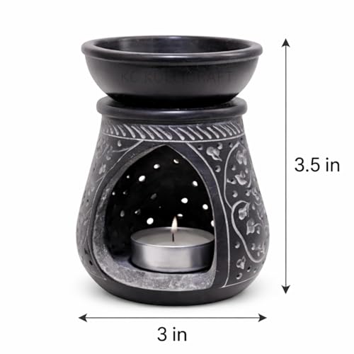 Handmade Black Soapstone Aroma Oil Burner