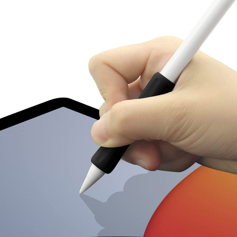 [Australia - AusPower] - ProElife 2-Pack Ergonomics Grip Holder Anti-Rolling Protective Sleeve Cover for Apple Pencil 2nd & 1st Gen 2022-2018 iPad Pro 12.9'' 11''/Air 10.9'' Stylus Accessory Kits (White/Black) White/Black 