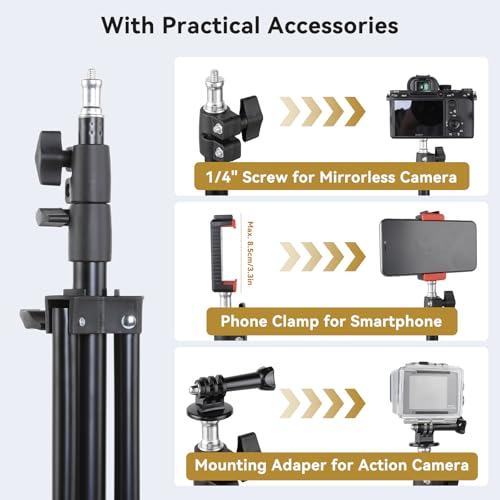 UTEBIT 2 Pack Photography Light Stands Tripod, with Phone Clamp, Black 45"/3.7ft