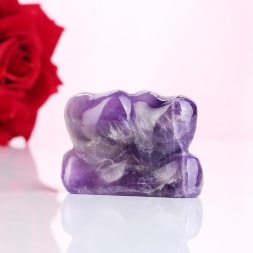 ZHIYUXI 1.8" Amethyst Crystal Double Heart Figurine, Gifts for Couples A-amethyst