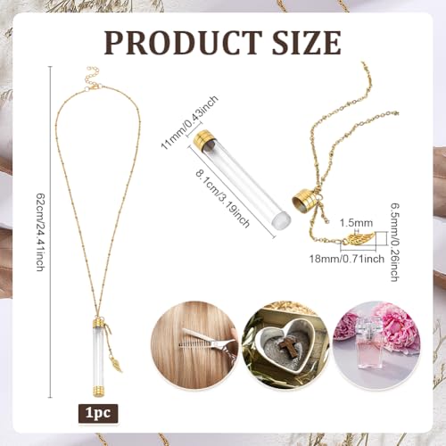 PH PandaHall Urn Necklace Ashes Holder Necklace 304 Stainless Steel Creamation Necklaces Clear Glass Tube Vial Necklaces Urns Locket Pendant with Wing Pendants for Keepsake Memorial Jewelry Making