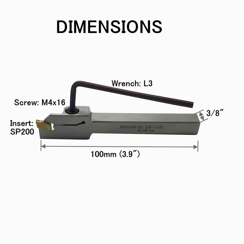 [Australia - AusPower] - 1/2" 3/8" Indexable Lathe Grooving Parting Holder with 10 Pieces GTN- SP200 Heavy Duty Nickel Plated ZQ1212R02 Right -Hand Cut Off Tool Carbide Inserts (3/8" ZQ1010R02 with 10pcs inserts) 3/8" ZQ1010R02 with 10pcs inserts 
