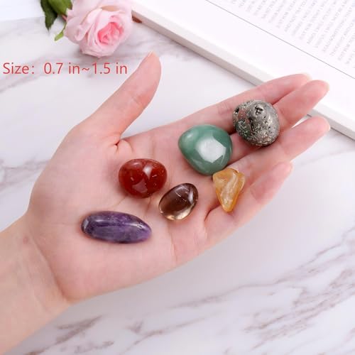 Workplace Crystals Set - 6PC Healing Protection Stones for Office Desk, Focus, Positive Energy, Stress Relief, Metaphysical Gifts for Friend Coworker Family, New Job Decor