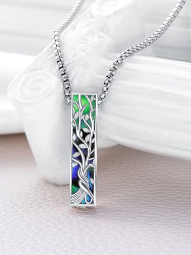 Urn Necklaces for Ashes 925 Sterling Silver Abalone Shell Cremation Jewelry for Ashes Keepsake Locket Pendant for Women Human Pet Tree of Life