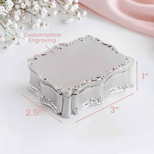 Cherished Moments Rectangle Jewelry Box for Jewelry & Keepsakes Silver Blank