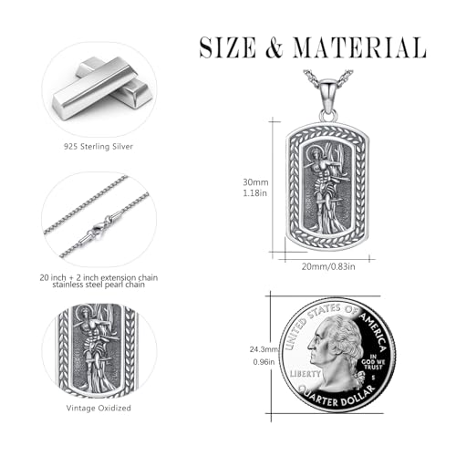 Saints Religious Necklace 925 Sterling Silver St. Christopher/St. Michael/Virgin Mary Miraculous Medal Patron Saint Religious Amulet Necklace Jewelry Gift for Women Men St. Sebastian Necklace