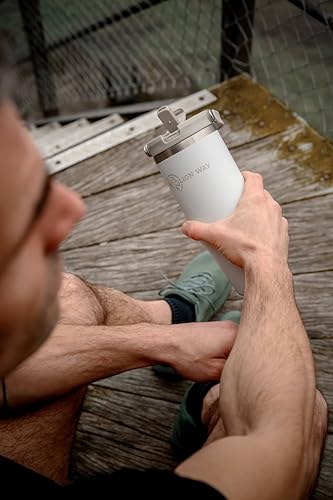 LION WAY FlexiVibe 32 oz Insulated Tumbler - Stainless Steel, Handle & Straw, Leak-Proof, Hot 12hrs & Cold 24hrs, Cup-Holder Compatible, BPA-Free, Gym, Travel Bottle Sandy Veil