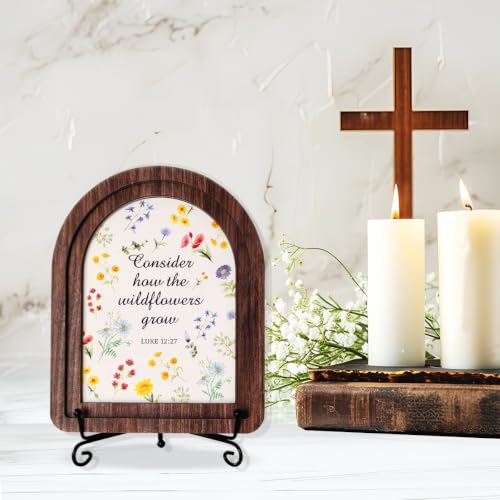 Consider How The Wildflowers Grow Wood Plaque Signs，Christian Desk Decor