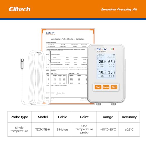 [Australia - AusPower] - Elitech RCW-360Plus-WG-DC 【One Temperature Probe】Probe Length: 5m(16.4ft). Measuring Range: -40~85℃(-40~185℉), Accuracy: ±0.5℃(0.9℉), TD3X-TE-H Separated Probe(1pcs) Single Temp Probe 1 