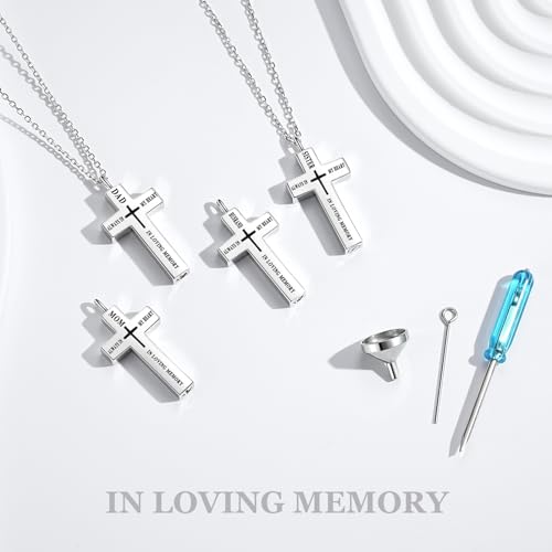 925 sterling silver cross souvenir ashes necklace urn pendant MOM