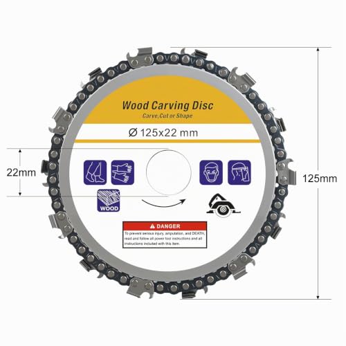 1 piece wooden grinding wheel 125 x 22 mm, 5 inch (125 mm), blade size: 22 mm (7/8 inch); diameter: 125 mm (5 inch); maximum speed (rpm): 13,000; chain thickness: 0.5 cm