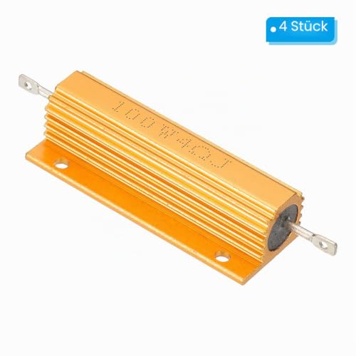 PATIKIL 100 W 4 Ohm Resistor Assortment Kit Aluminum Housing Resistors Set, 4 Pieces Aluminum Resistor Set with Screws Wire Resistor Kit with 5% Tolerance, Golden 4 ohms