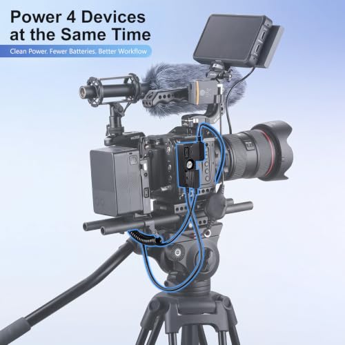 Alvin's Cables Dtap Splitter with Screw Power Cable for V-Mount|Gold-Mount Battery, Dtap Male to 4 Port D Tap Female Splitter Hub for ARRI RED Teradek SmallHD SmallRig 40cm/15.7in 40cm/15.7in Cable with Screw