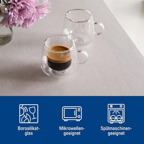 Villeroy & Boch Artesano Hot & Cold Beverages Espresso Glass, Set of 2 Demitasse, Double-Walled Petite Glasses for Cold & Hot Beverages, 2 oz, Borosilicate Glass, Dishwasher and Microwave-Safe