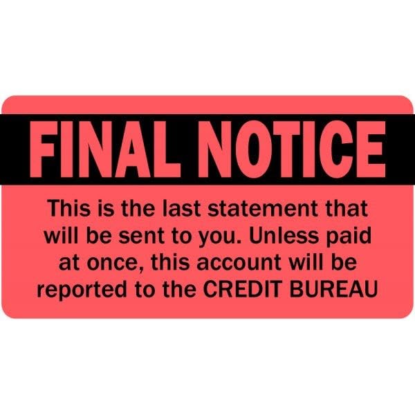 Red Final Notice Labels