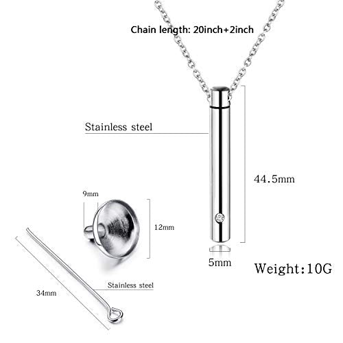 YOUFENG Urn Necklaces for Ashes Urns for Human Ashes Memorial Cremation Urn Locket Stainless Steel Keepsake Ashes Jewelry Silver