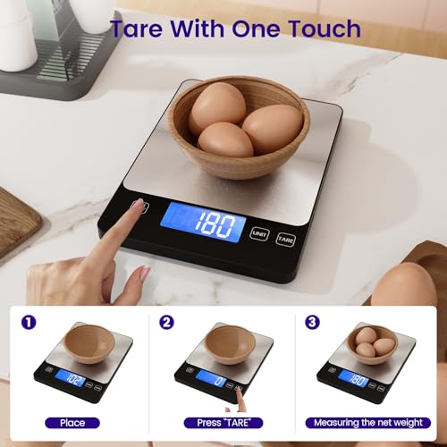 【 USB C Rechargeable & 15 Kg】Digital Kitchen Scale B19