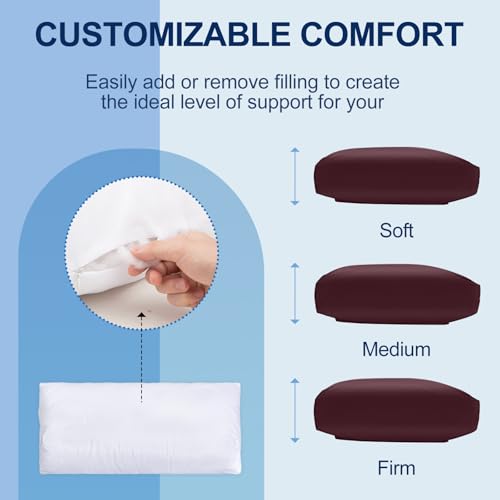 AHUAWA adjustable burgundy recliner pillow with neck and head support, ideal for reading and bed rest.