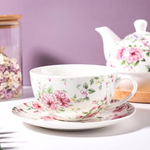Tea Cup Set Ceramic Including 1 Teapot with lid 1 Tea Cup with 1 Sauser (C1) C1