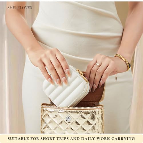 2-Packs Pure White & Black Small Jewelry Box, Easy Carried Travel Jewelry Organizer PU Leather Mini Holder Box, Necklace, Earring, Rings, Bracelets