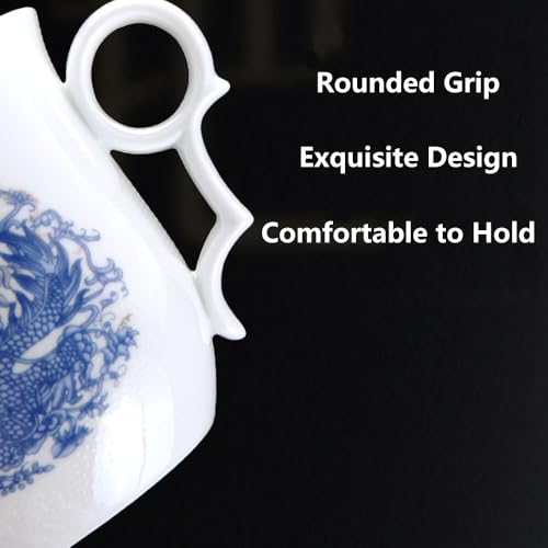 GOLDY&WENDY Elegant Chinese Style Ceramic Tea Cup Porcelain Tea Mug with Infuser Lid and Saucer Sets D-Flower 12.2 Ounces