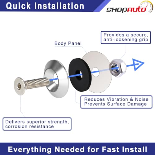 Shopauto aluminum tapered flat washer 16-set kit, 24mm OD, M6 and M8, silver washers