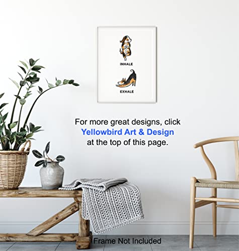 Inhale Exhale Wall Art - Meditation Dogs Wall Art Decor - Perfect Decoration for Studio, Gym, Home, Office - Motivational, Inspirational Poster Print or Gift for Yoga Instructor, Zen and Buddha Fans