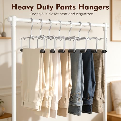 DOIOWN Pants Hangers,No Crease Non-Slip Foam Padded Metal Hangers 10 Black